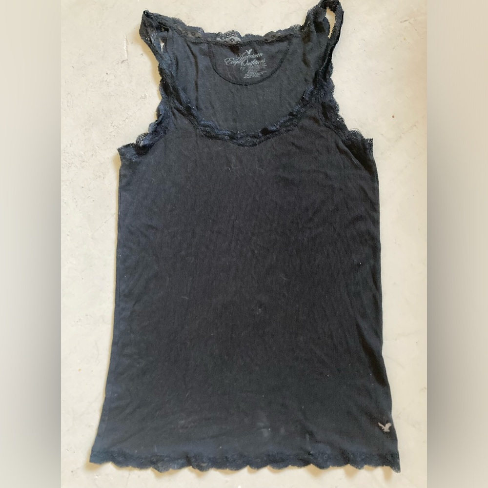 american eagle outfitters black lace tank top authentic 2000s M